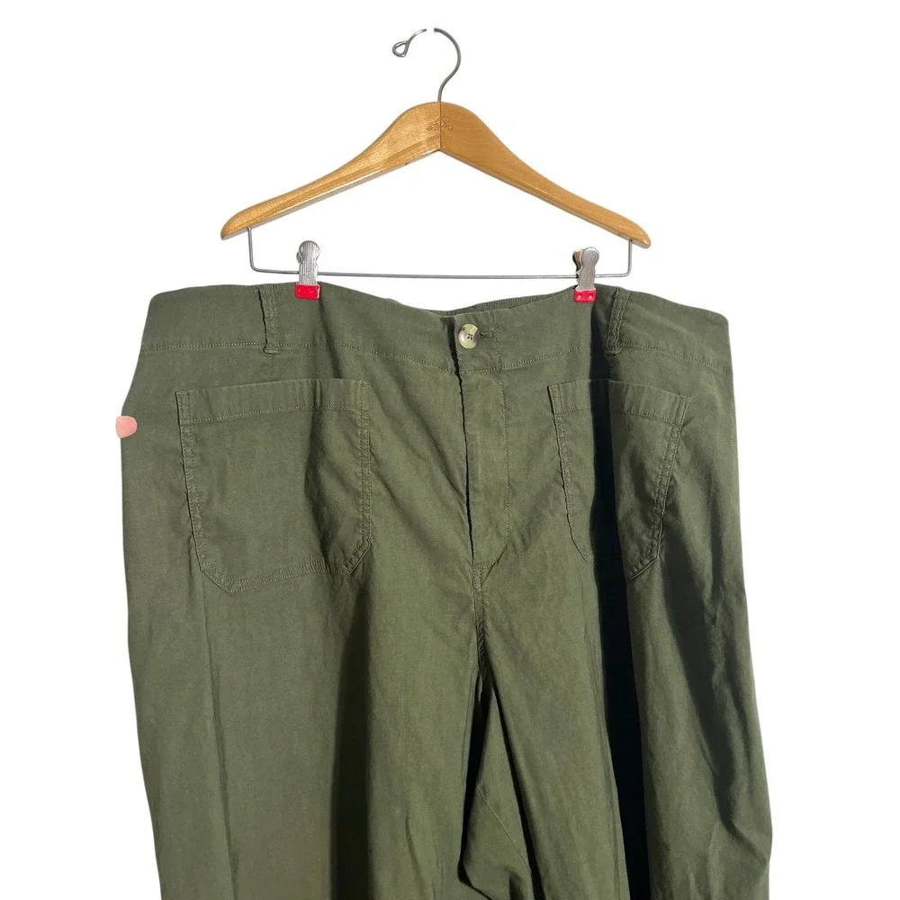 MAEVE x ANTHROPOLOGIE The Colette Plus Size Cropped Wide Leg Pants in Olive - Picture 4 of 10